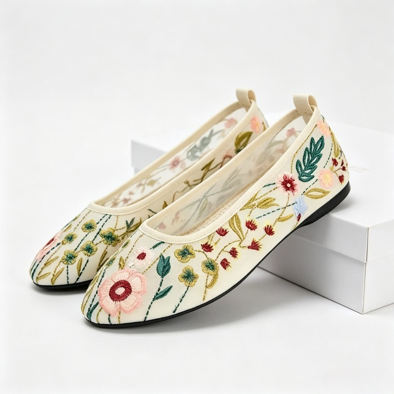 Round Toe Mesh Ballet Flats Sh - Women'S Ethnic Fashion Brands 评论和价格