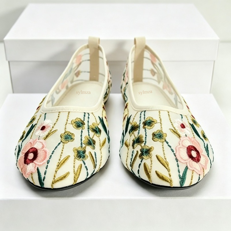Round Toe Mesh Ballet Flats Sh - Women'S Ethnic Fashion Brands 评论和价格